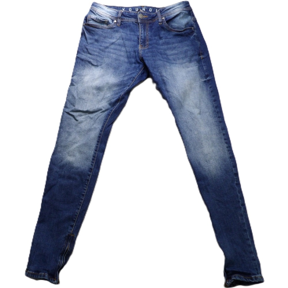 YoungLA 603 Ankle Zipper Skinny Jeans Stretch Denim Men M 32x32 Medium Blue Wash